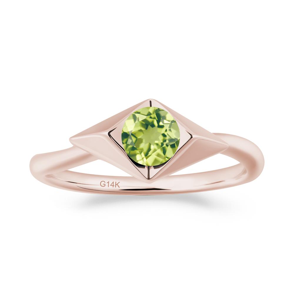 Geometric Round Peridot Solitaire Ring - LUO Jewelry #metal_14k rose gold