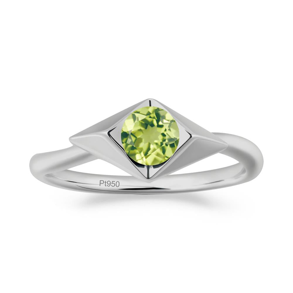 Geometric Round Peridot Solitaire Ring - LUO Jewelry #metal_platinum