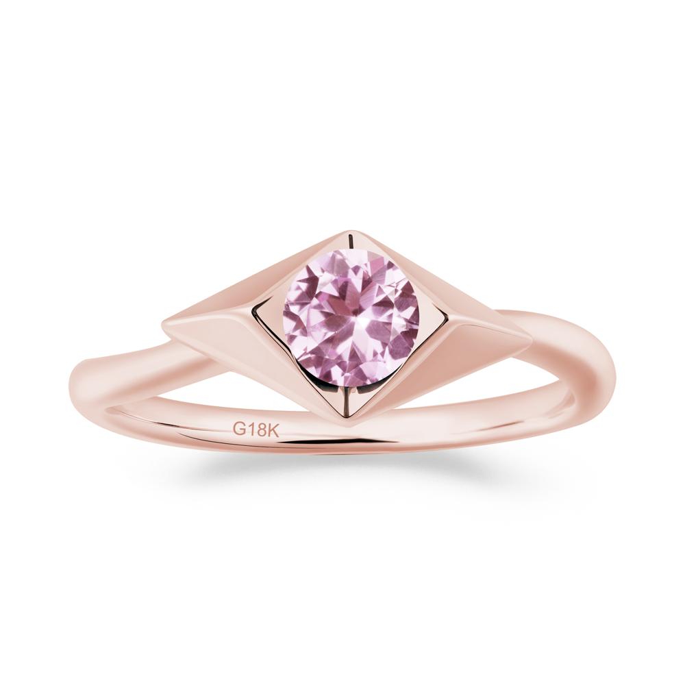 Geometric Round Pink Sapphire Solitaire Ring - LUO Jewelry #metal_18k rose gold