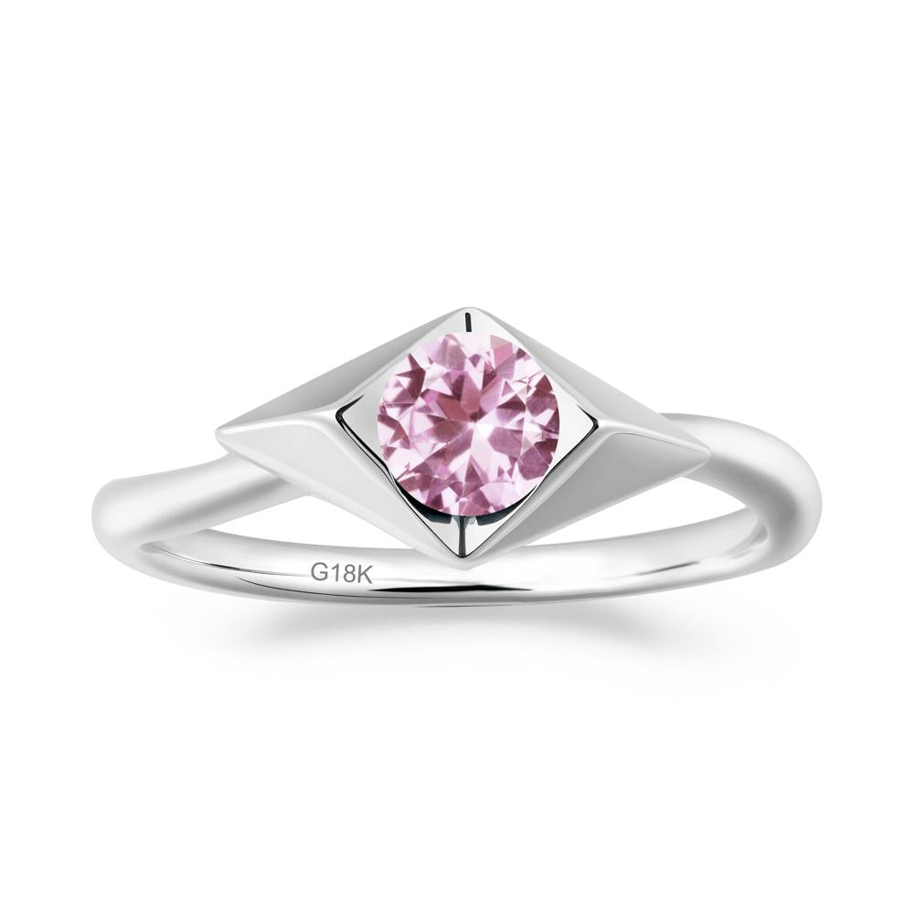 Geometric Round Pink Sapphire Solitaire Ring - LUO Jewelry #metal_18k white gold