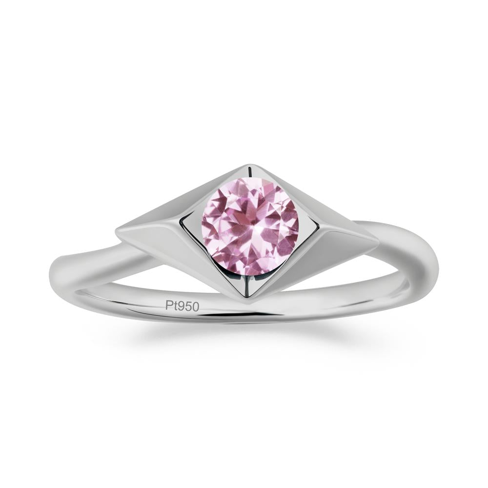 Geometric Round Pink Sapphire Solitaire Ring - LUO Jewelry #metal_platinum