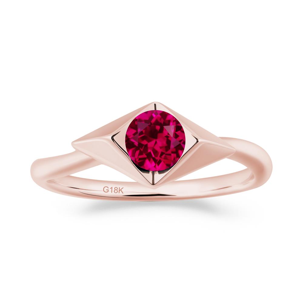 Bezel Set Ruby Ring with Twisted Band - LUO Jewelry #metal_18k rose gold