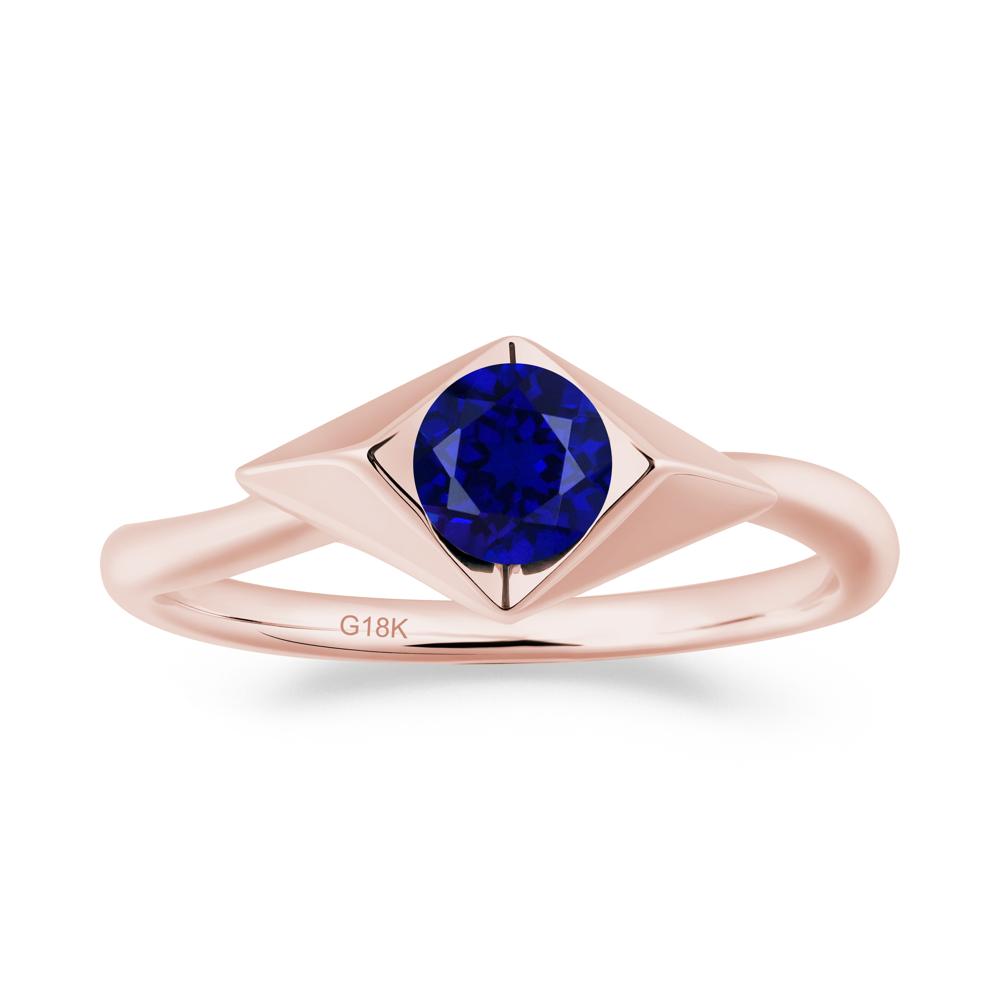 Geometric Round Sapphire Solitaire Ring - LUO Jewelry #metal_18k rose gold