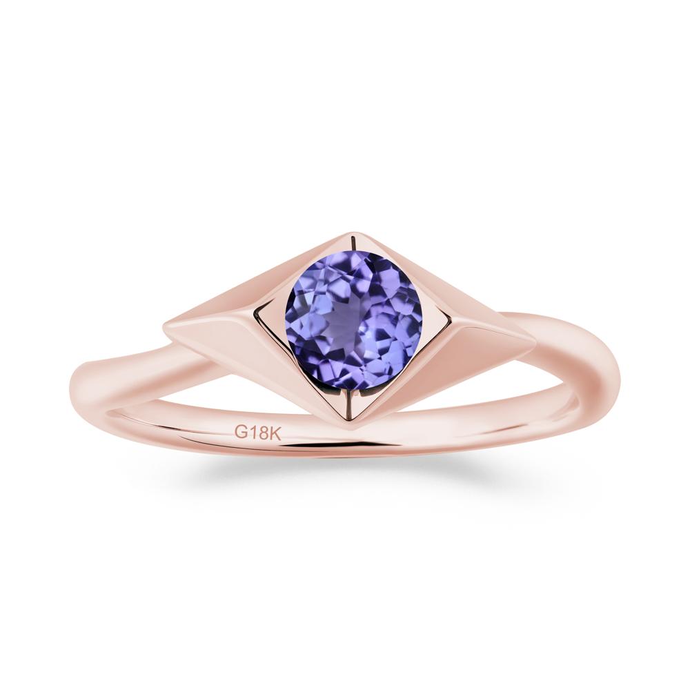 Geometric Round Tanzanite Solitaire Ring - LUO Jewelry #metal_18k rose gold
