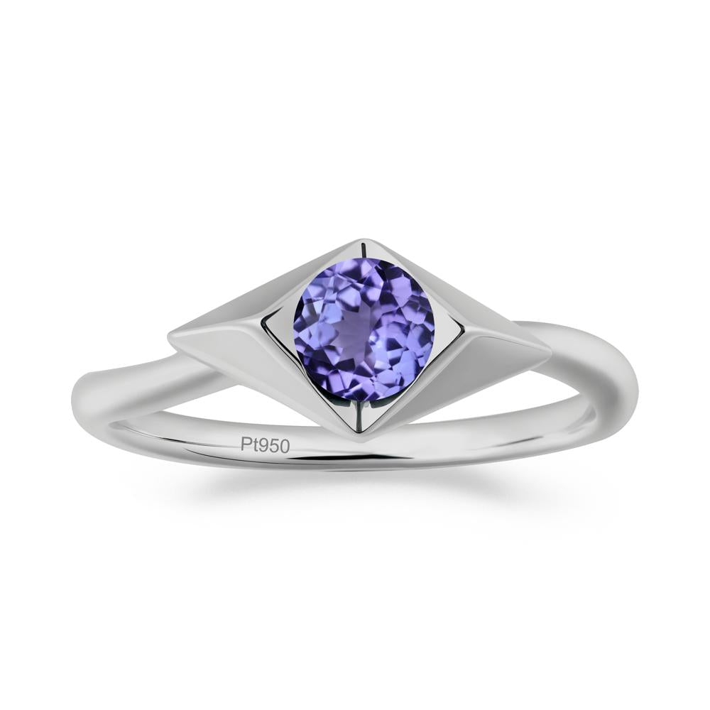 Geometric Round Tanzanite Solitaire Ring - LUO Jewelry #metal_platinum