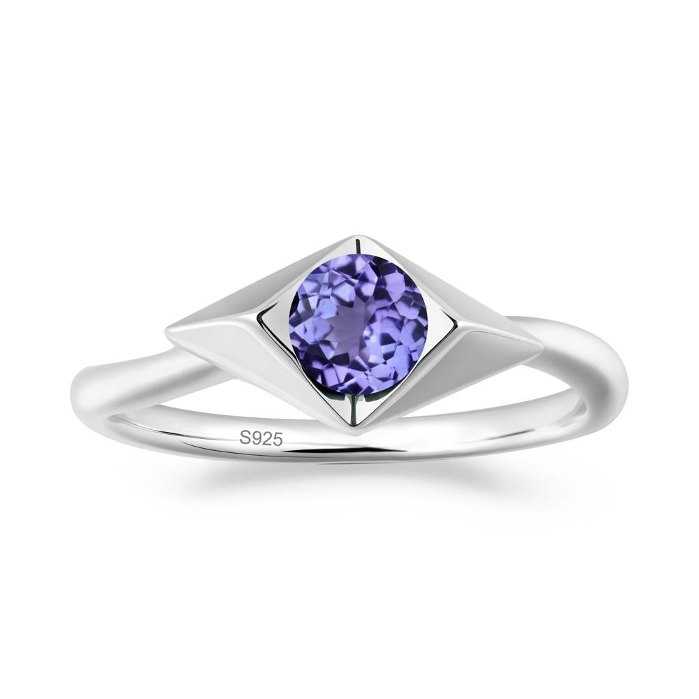 Geometric Round Tanzanite Solitaire Ring - LUO Jewelry #metal_sterling silver