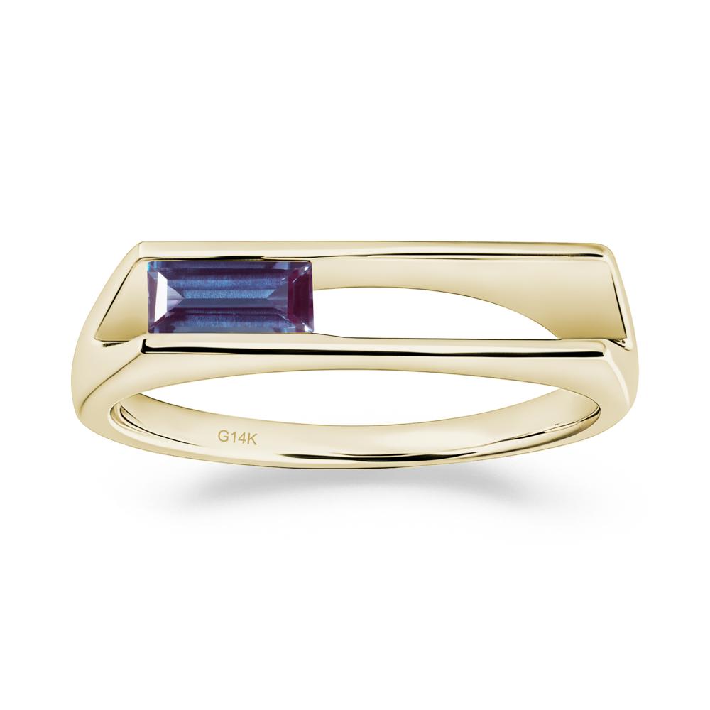Bezel Set Alexandrite Tension Ring - LUO Jewelry #metal_14k yellow gold