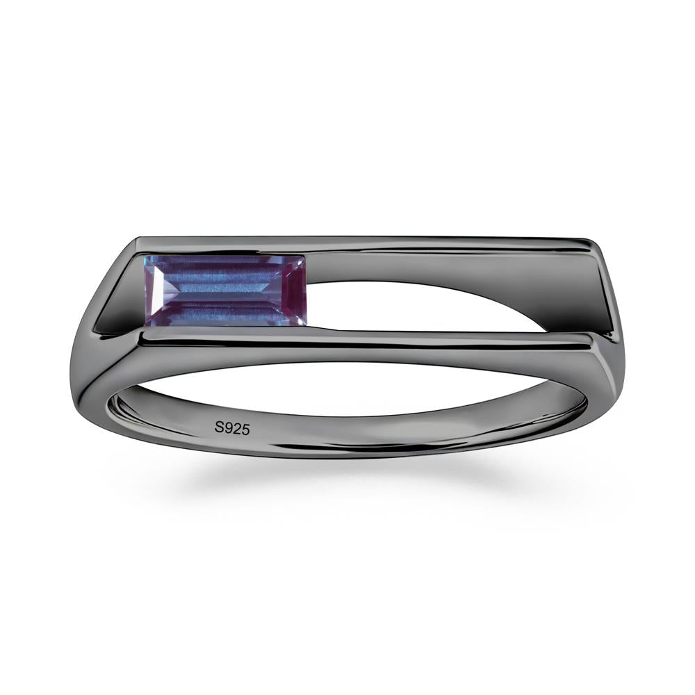 Bezel Set Alexandrite Tension Ring - LUO Jewelry #metal_black finish sterling silver