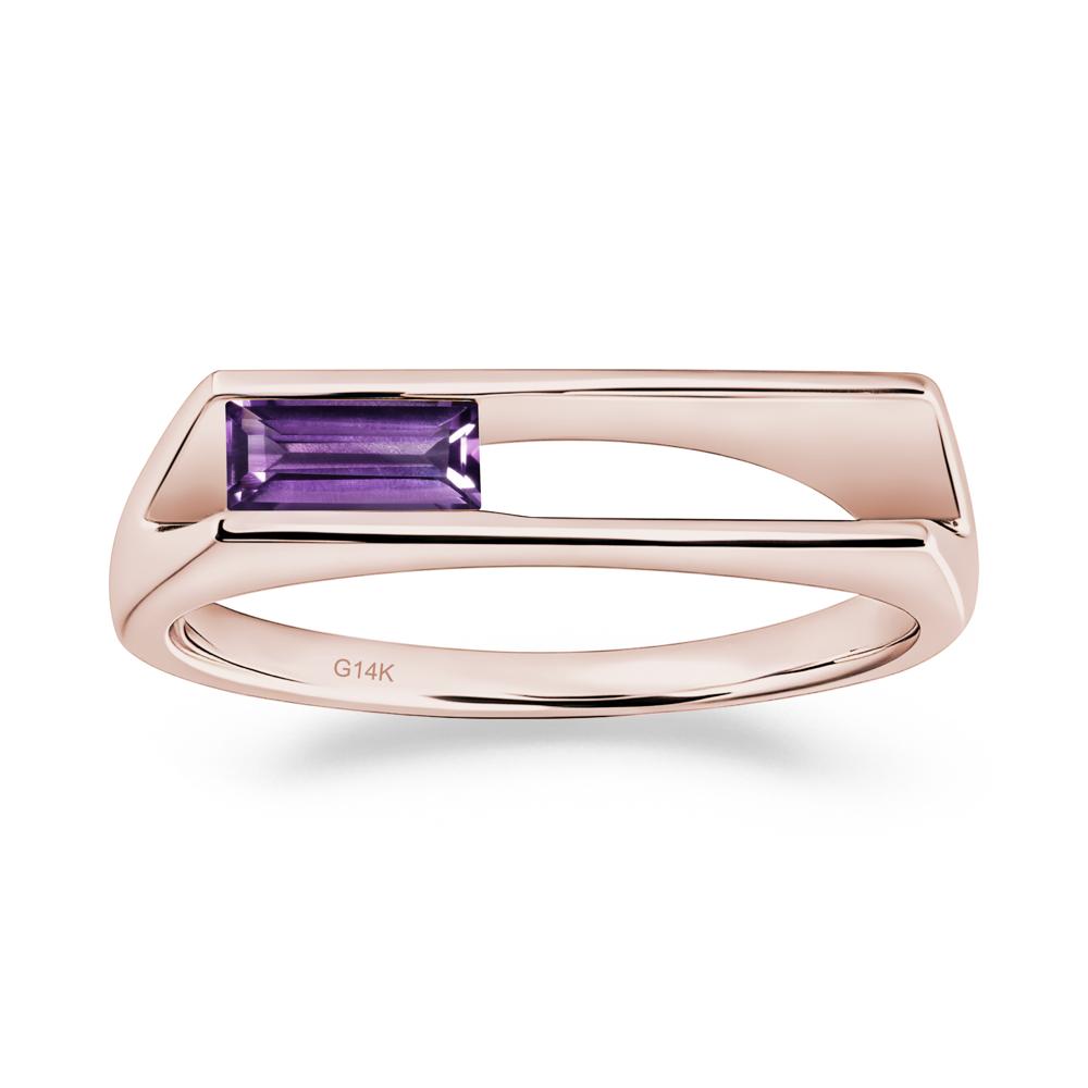 Minimalism Bezel Set Amethyst Ring - LUO Jewelry #metal_14k rose gold