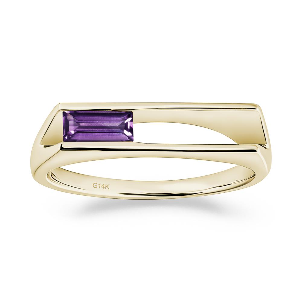 Minimalism Bezel Set Amethyst Ring - LUO Jewelry #metal_14k yellow gold