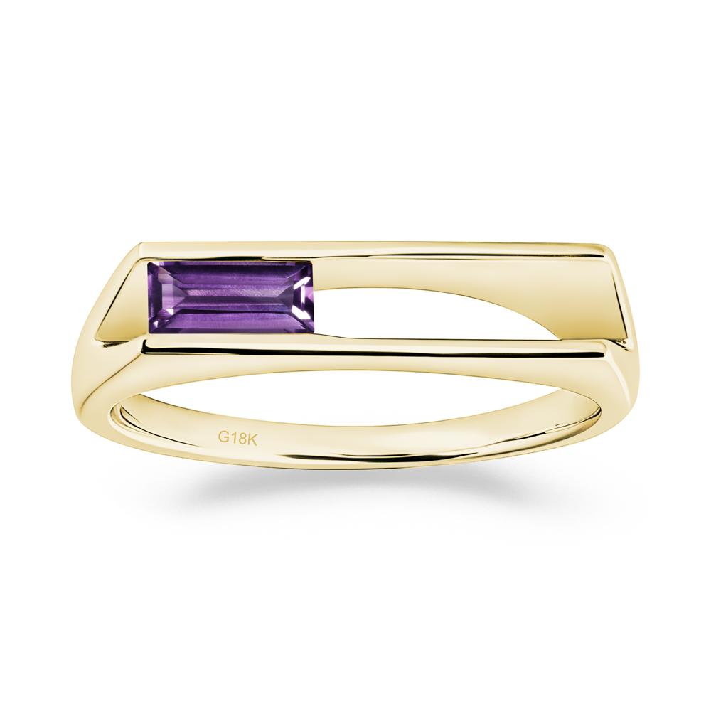 Minimalism Bezel Set Amethyst Ring - LUO Jewelry #metal_18k yellow gold