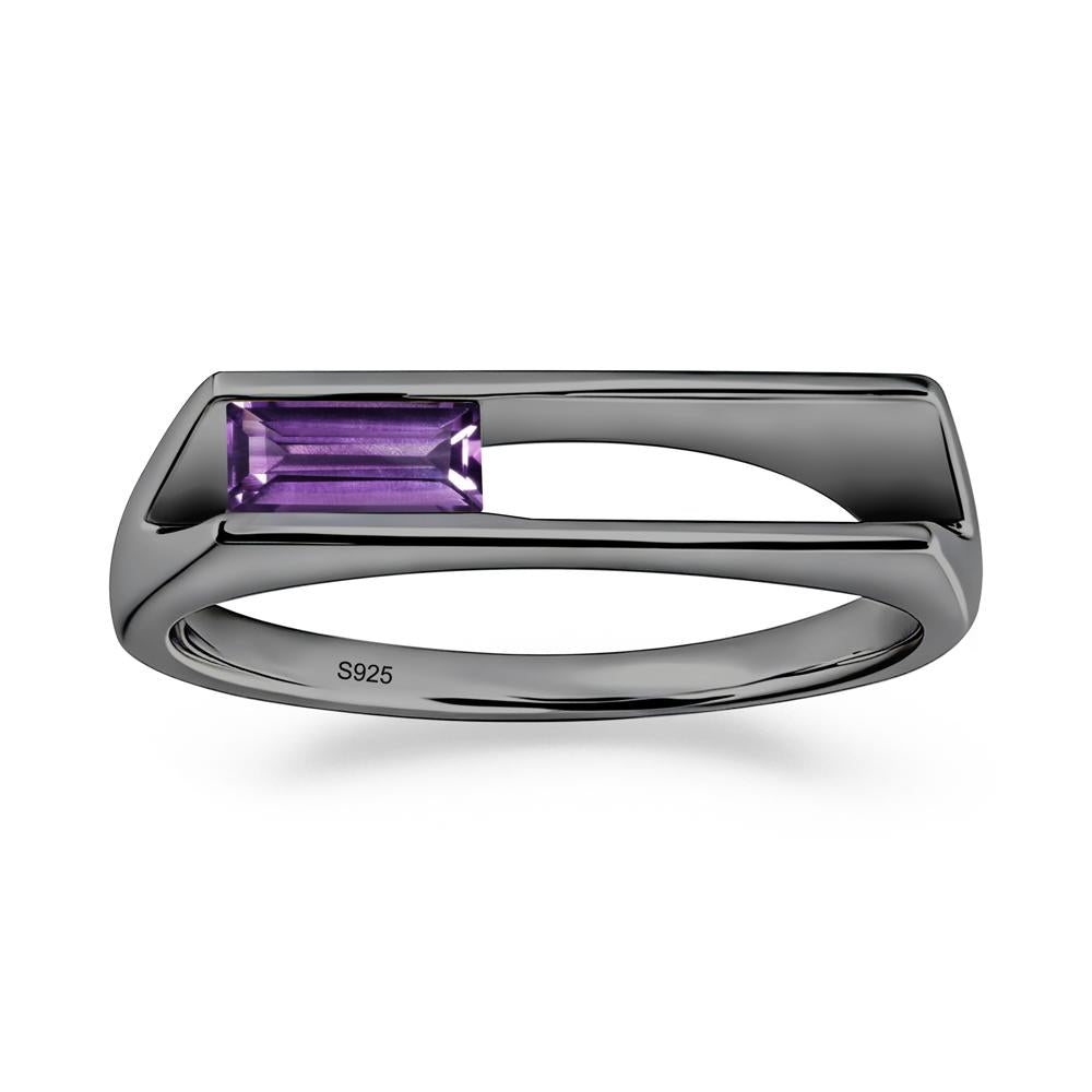 Minimalism Bezel Set Amethyst Ring - LUO Jewelry #metal_black finish sterling silver