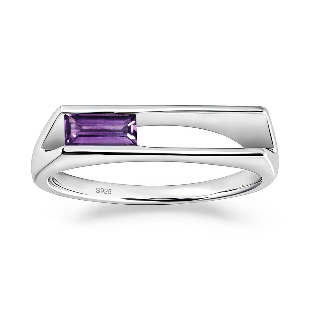 Minimalism Bezel Set Amethyst Ring - LUO Jewelry #metal_sterling silver