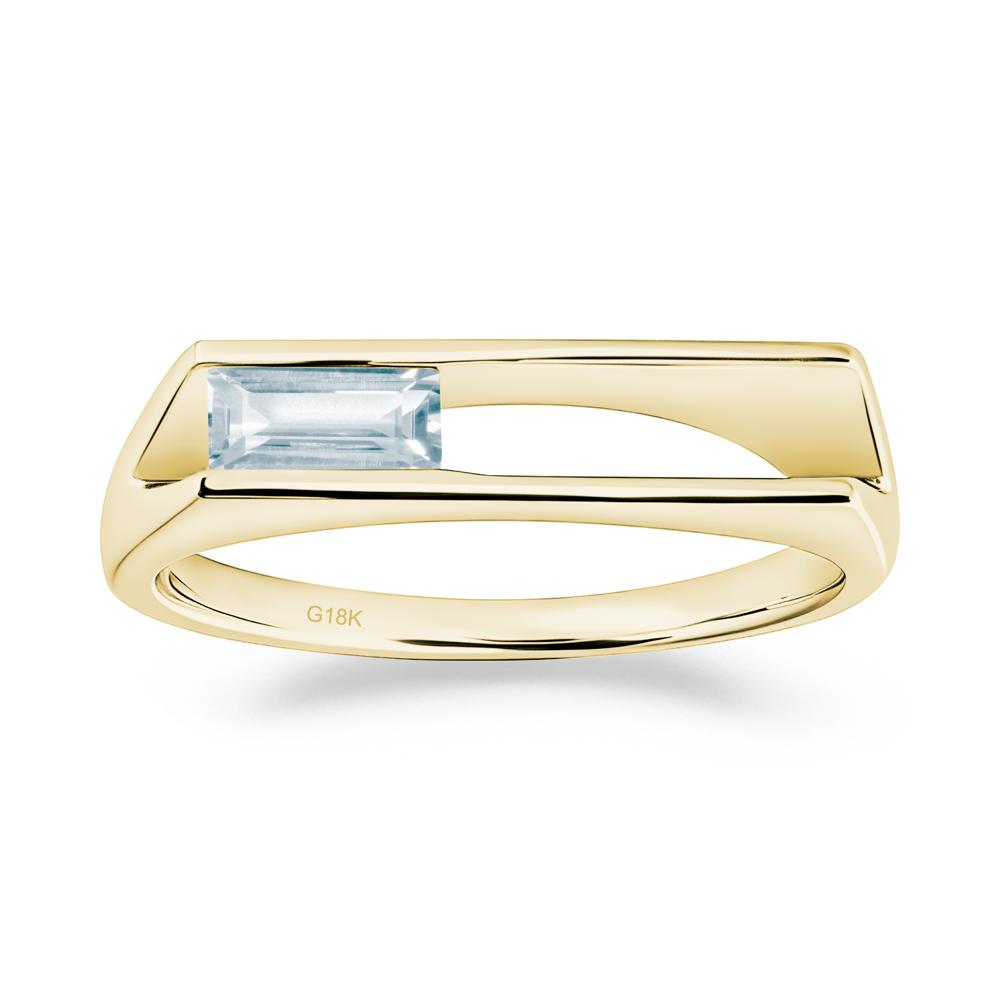 Minimalism Bezel Set Aquamarine Ring - LUO Jewelry #metal_18k yellow gold