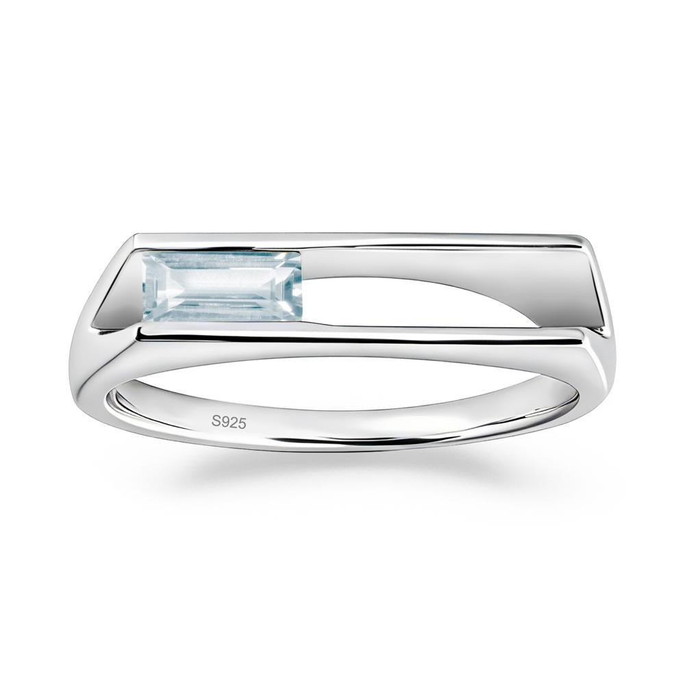 Minimalism Bezel Set Aquamarine Ring - LUO Jewelry #metal_sterling silver