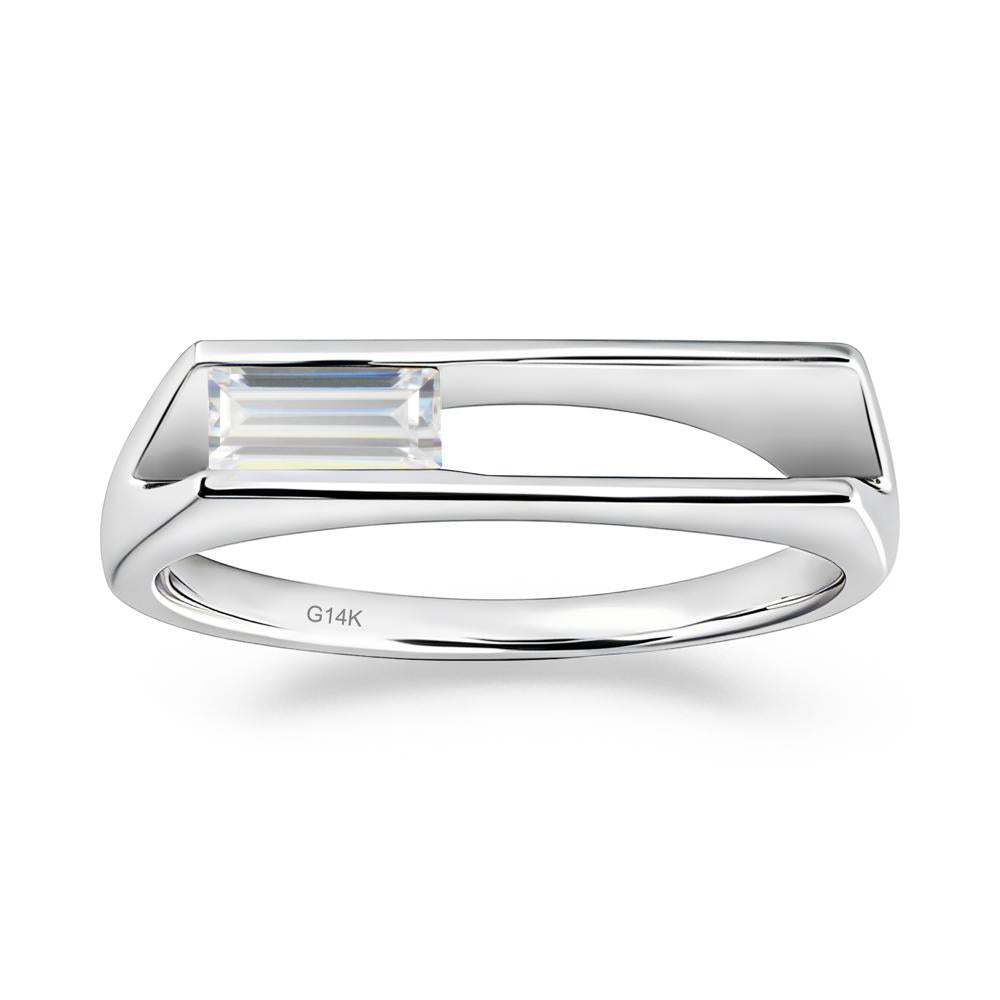 Bezel Set Cubic Zirconia Tension Ring - LUO Jewelry #metal_14k white gold