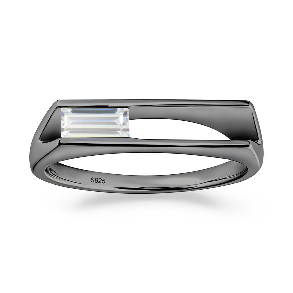 Bezel Set Cubic Zirconia Tension Ring - LUO Jewelry #metal_black finish sterling silver