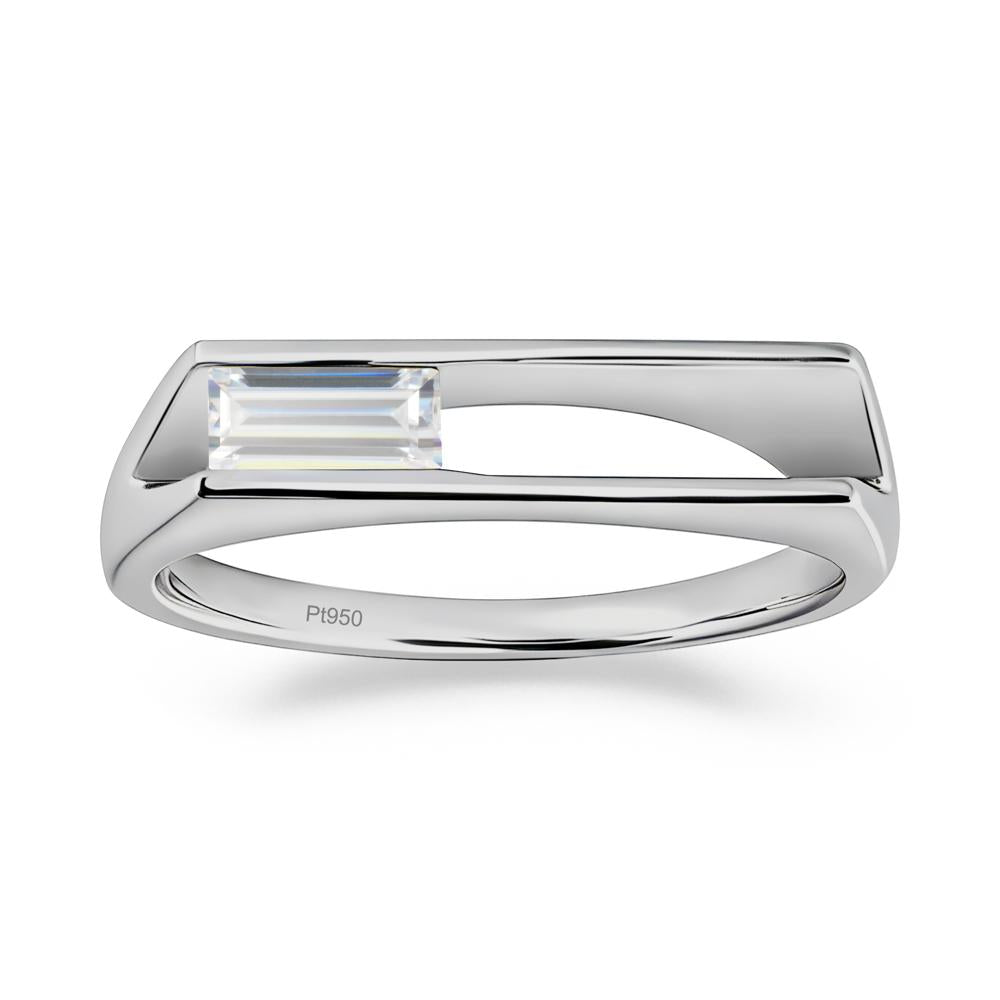 Bezel Set Cubic Zirconia Tension Ring - LUO Jewelry #metal_platinum