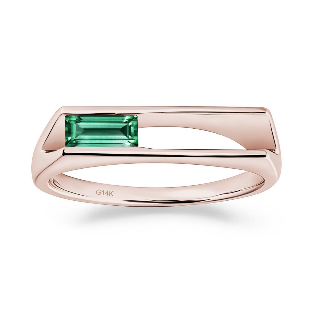 Baguette Emerald Tension Ring - LUO Jewelry #metal_14k rose gold