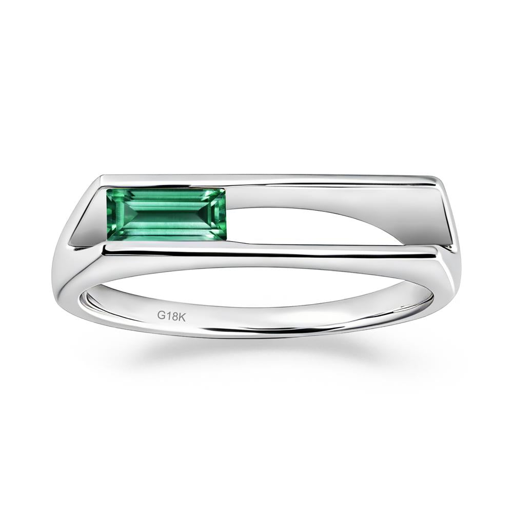 Baguette Emerald Tension Ring - LUO Jewelry #metal_18k white gold