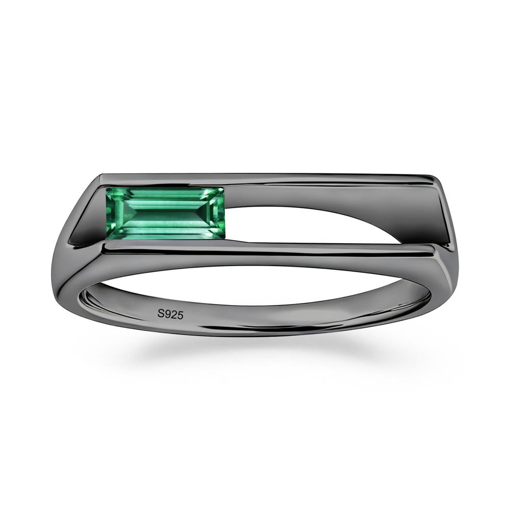 Baguette Emerald Tension Ring - LUO Jewelry #metal_black finish sterling silver