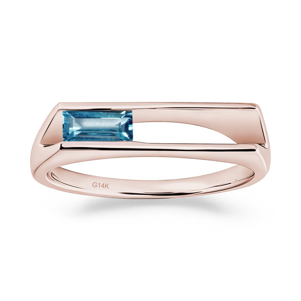 Bezel Set London Blue Topaz Tension Ring - LUO Jewelry #metal_14k rose gold