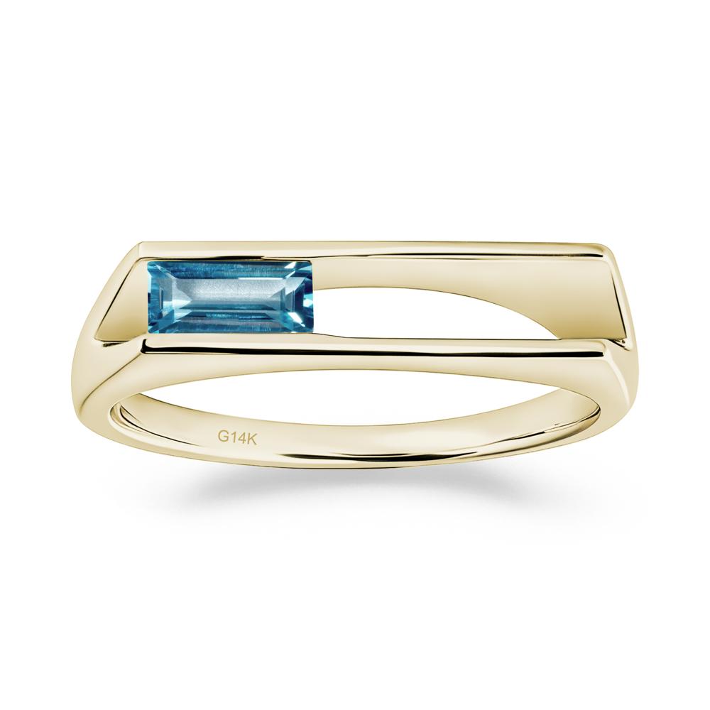Bezel Set London Blue Topaz Tension Ring - LUO Jewelry #metal_14k yellow gold