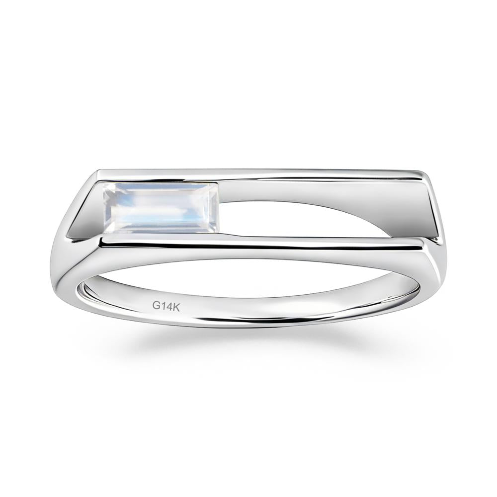 Baguette Moonstone Tension Ring - LUO Jewelry #metal_14k white gold