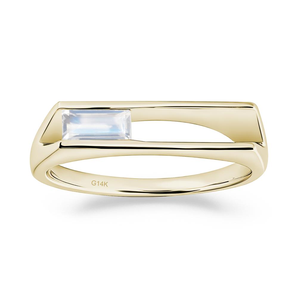 Baguette Moonstone Tension Ring - LUO Jewelry #metal_14k yellow gold