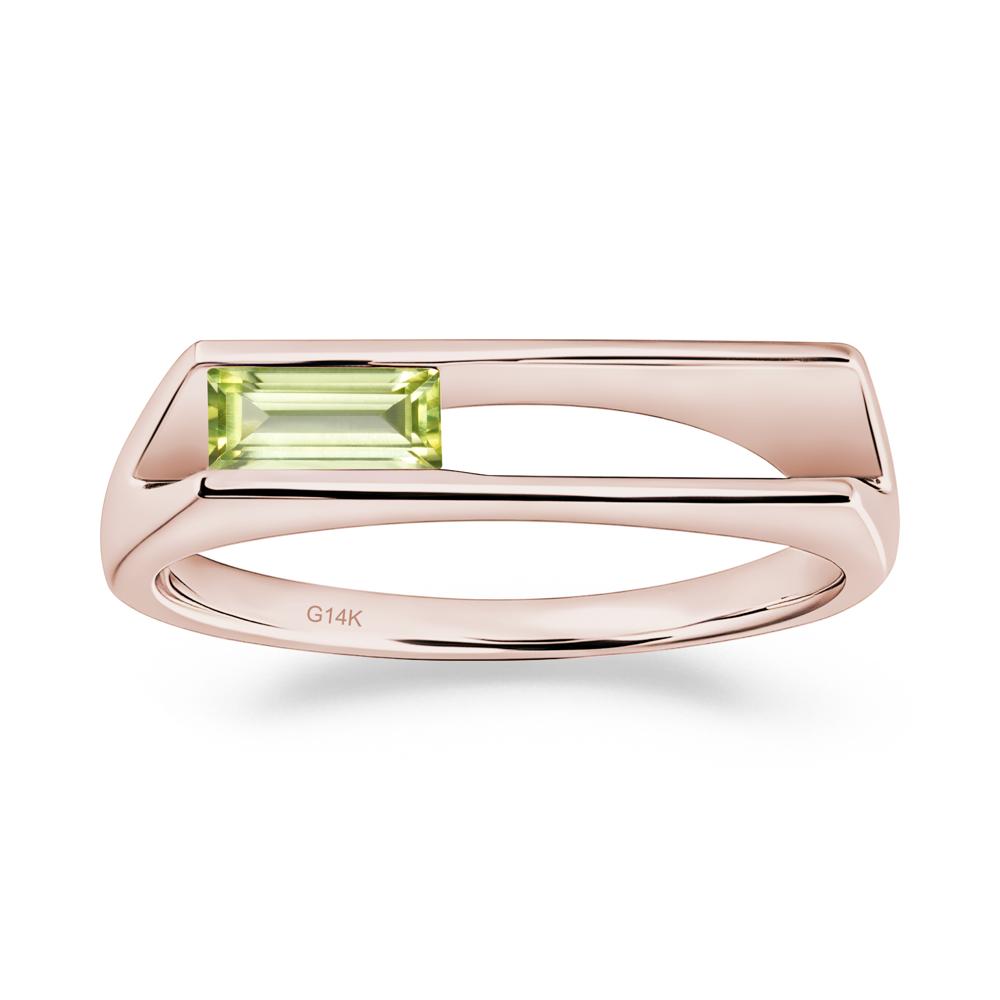 Bezel Set Peridot Tension Ring - LUO Jewelry #metal_14k rose gold