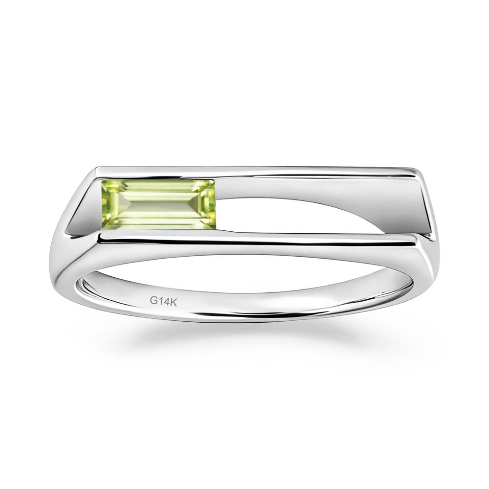 Bezel Set Peridot Tension Ring - LUO Jewelry #metal_14k white gold