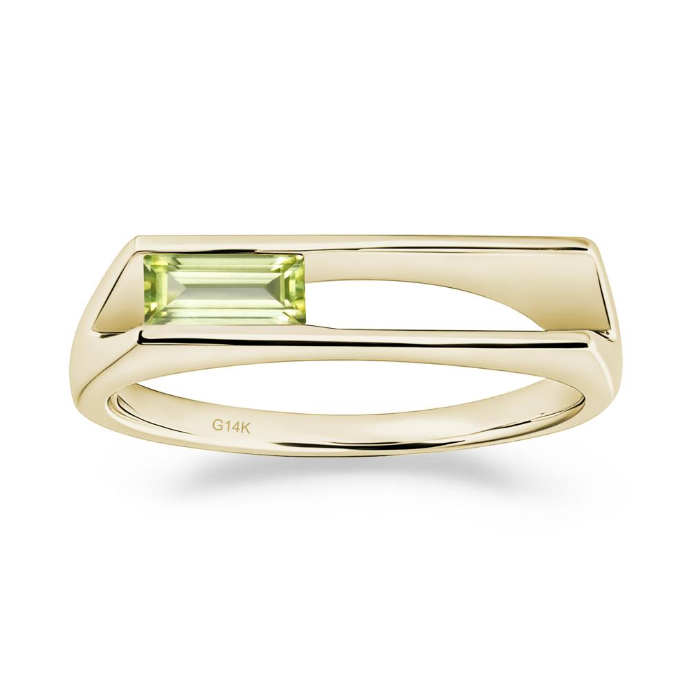 Bezel Set Peridot Tension Ring - LUO Jewelry #metal_14k yellow gold