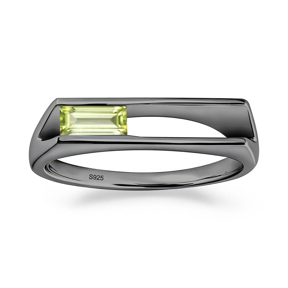 Bezel Set Peridot Tension Ring - LUO Jewelry #metal_black finish sterling silver