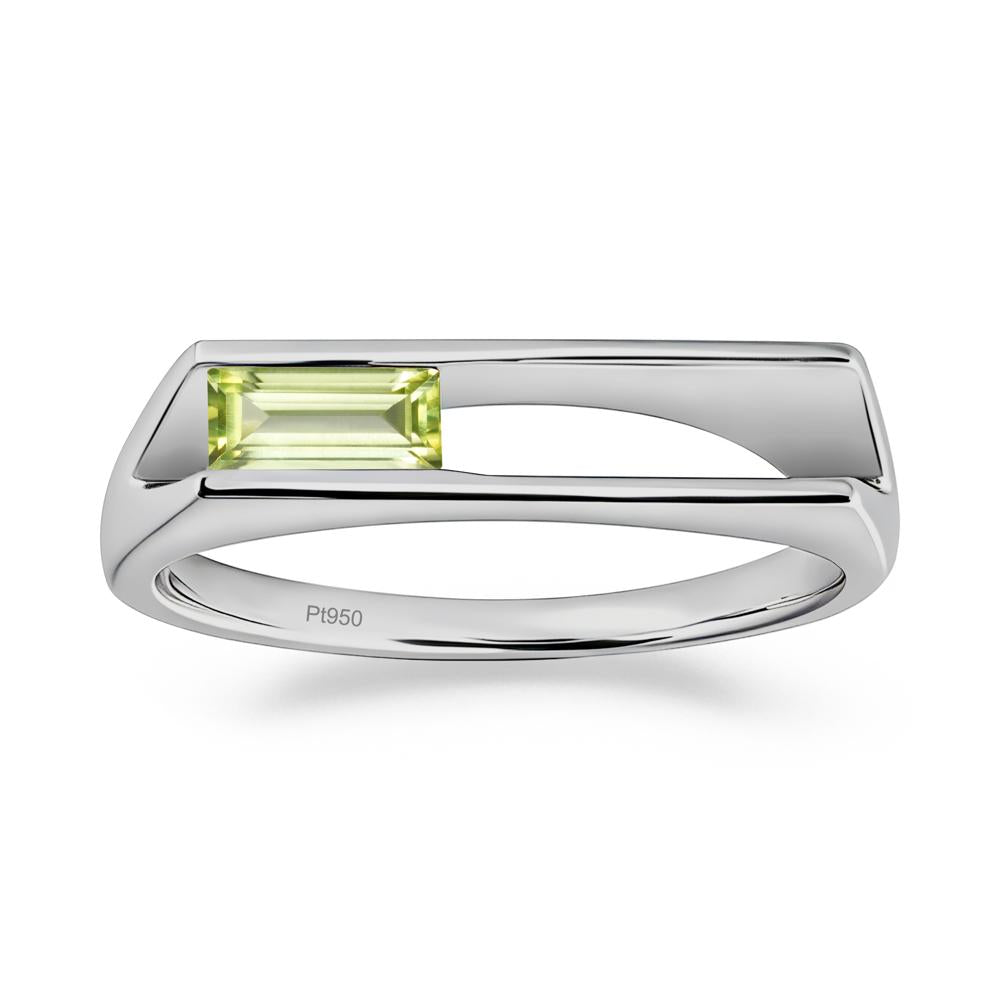 Bezel Set Peridot Tension Ring - LUO Jewelry #metal_platinum