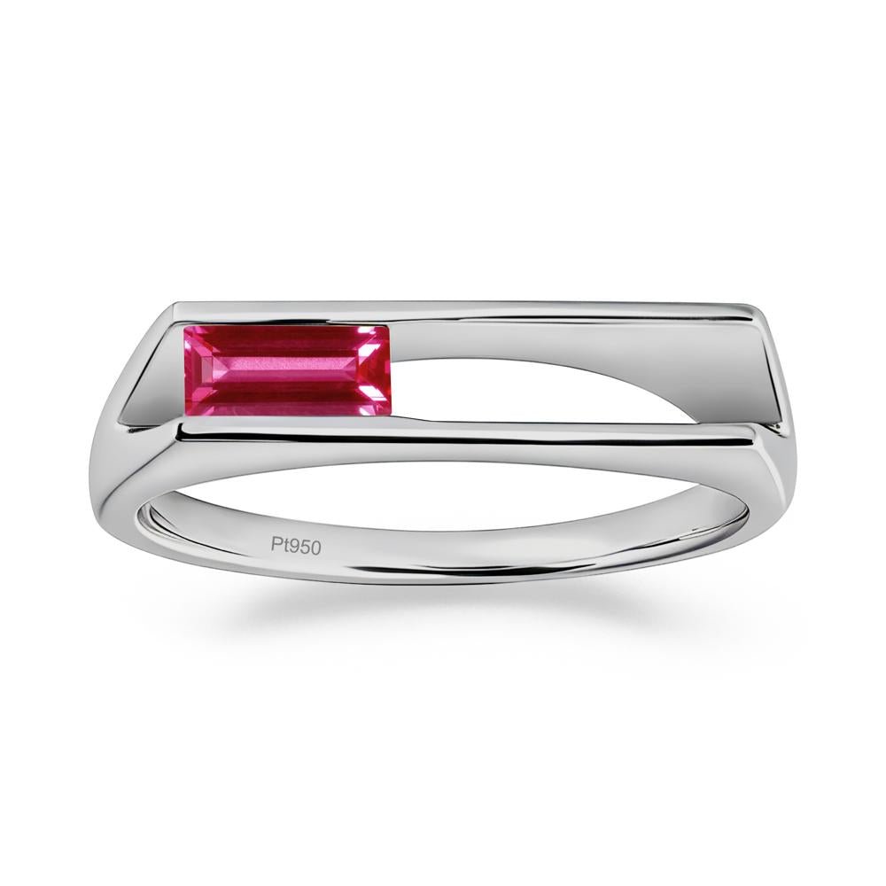 Baguette Ruby Tension Ring - LUO Jewelry #metal_platinum