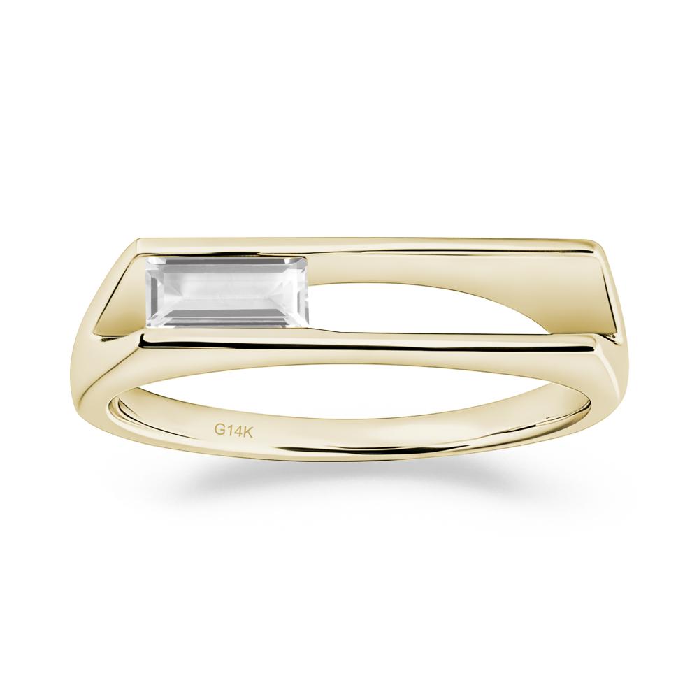 Baguette White Topaz Tension Ring - LUO Jewelry #metal_14k yellow gold