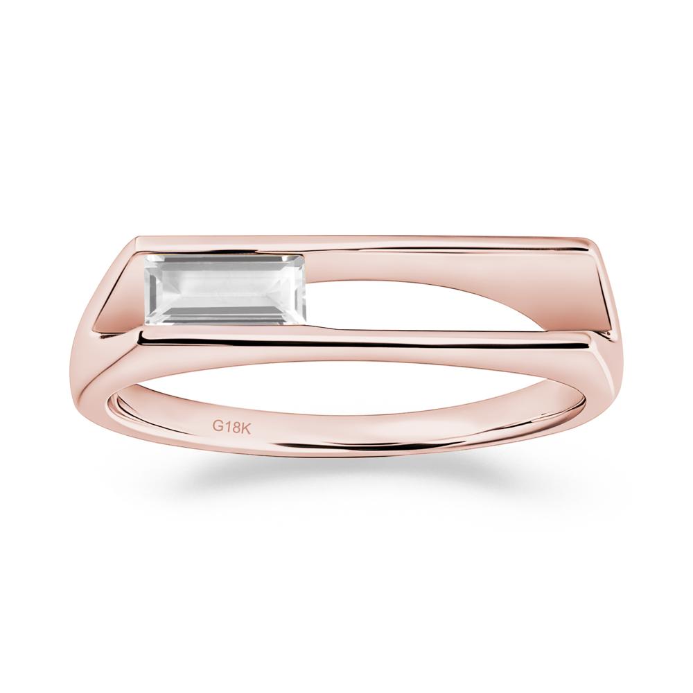 Baguette White Topaz Tension Ring - LUO Jewelry #metal_18k rose gold