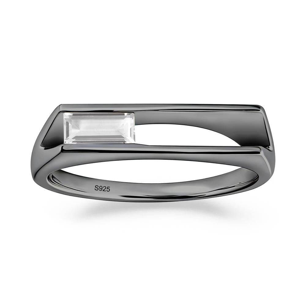 Baguette White Topaz Tension Ring - LUO Jewelry #metal_black finish sterling silver