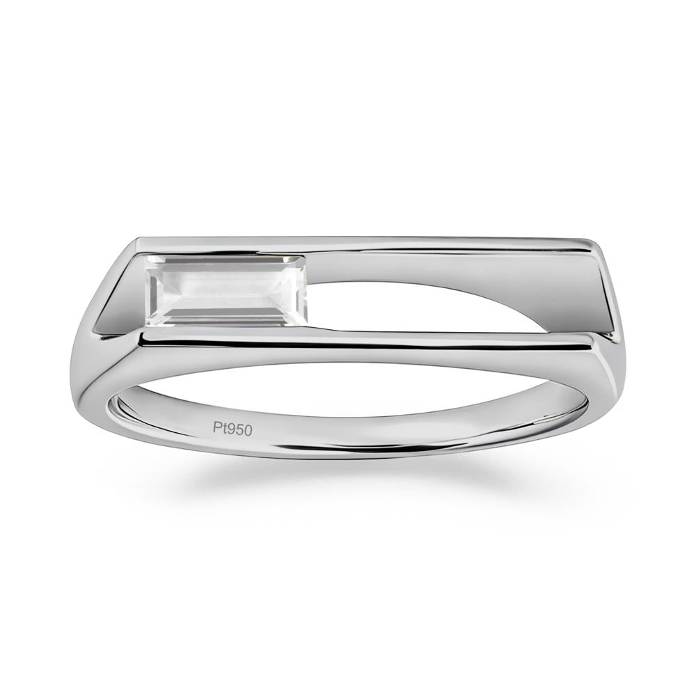 Baguette White Topaz Tension Ring - LUO Jewelry #metal_platinum