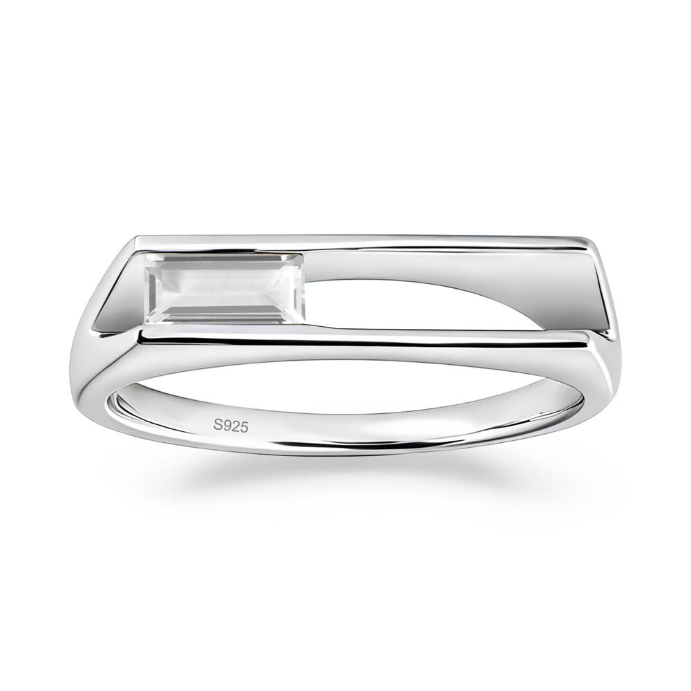 Baguette White Topaz Tension Ring - LUO Jewelry #metal_sterling silver