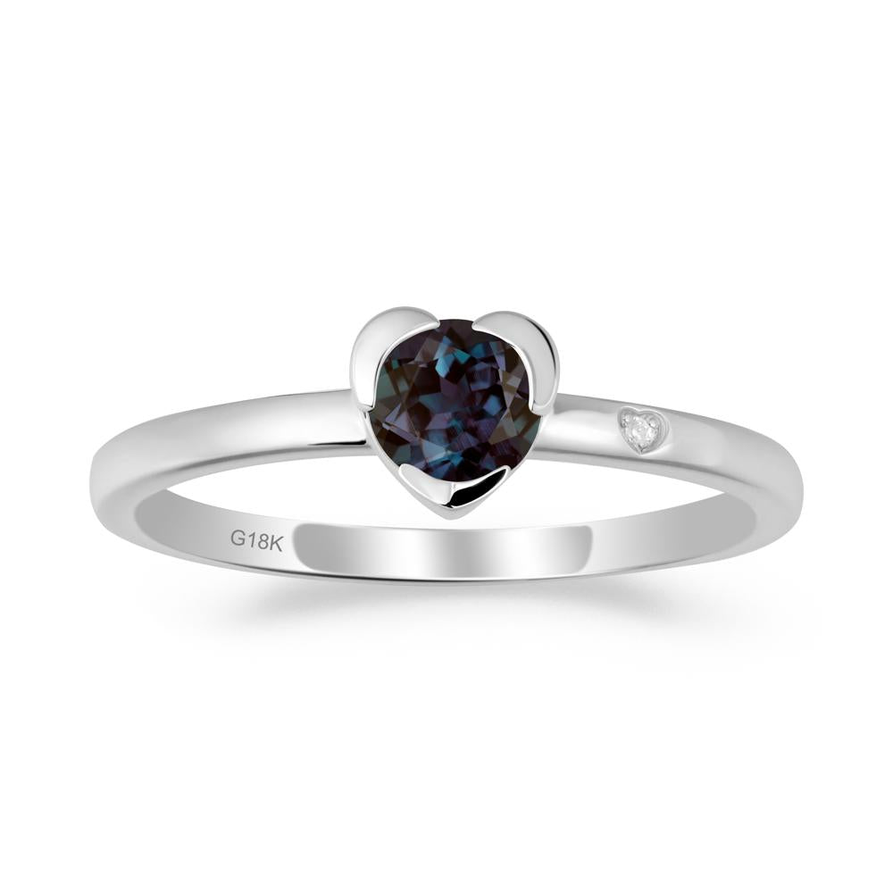 Heart Shaped Bezel Setting Alexandrite Ring - LUO Jewelry #metal_18k white gold