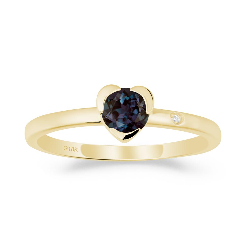 Heart Shaped Bezel Setting Alexandrite Ring - LUO Jewelry #metal_18k yellow gold