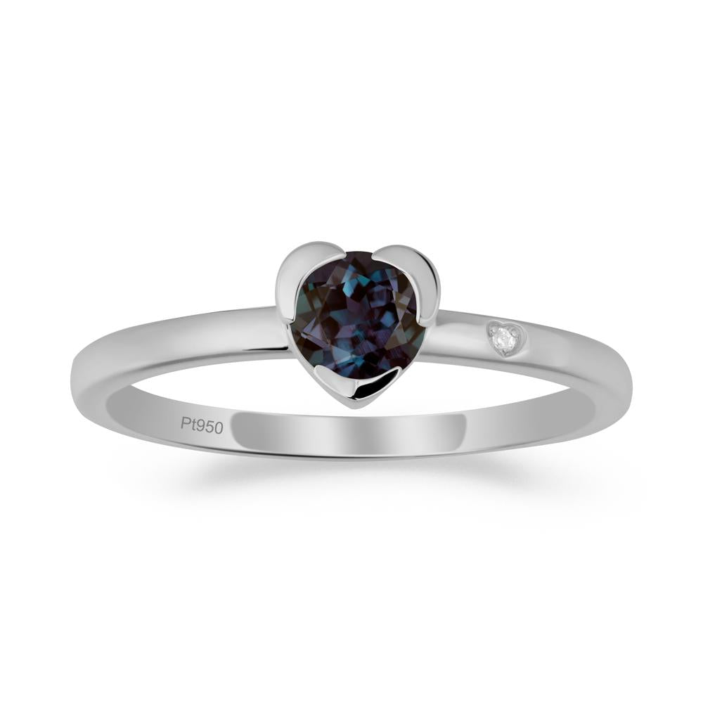 Heart Shaped Bezel Setting Alexandrite Ring - LUO Jewelry #metal_platinum