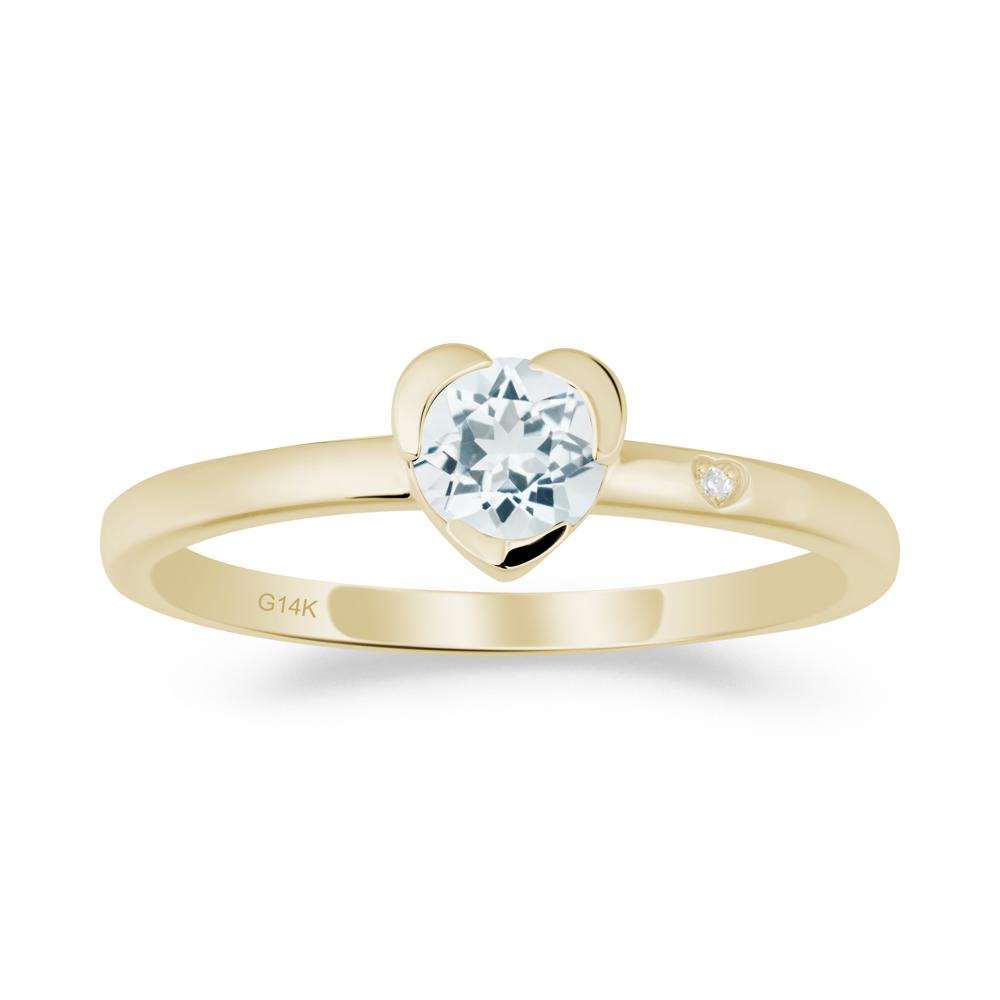 Heart Setting Aquamarine Ring - LUO Jewelry #metal_14k yellow gold