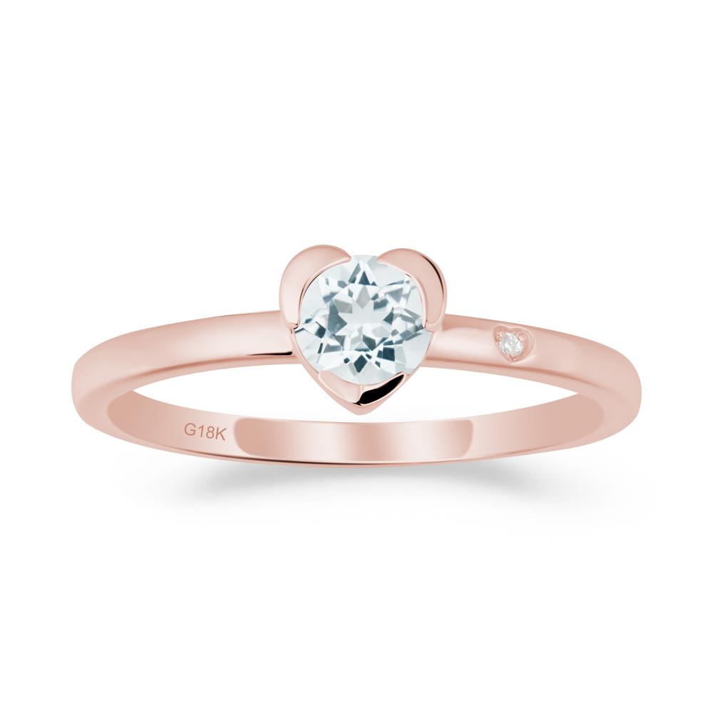 Heart Setting Aquamarine Ring - LUO Jewelry #metal_18k rose gold