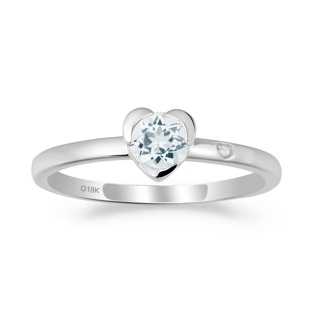 Heart Setting Aquamarine Ring - LUO Jewelry #metal_18k white gold