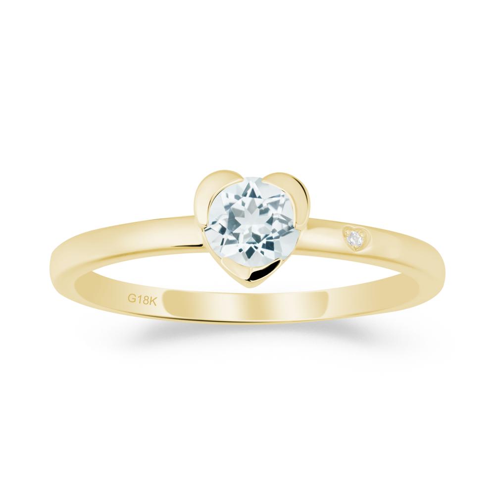 Heart Setting Aquamarine Ring - LUO Jewelry #metal_18k yellow gold