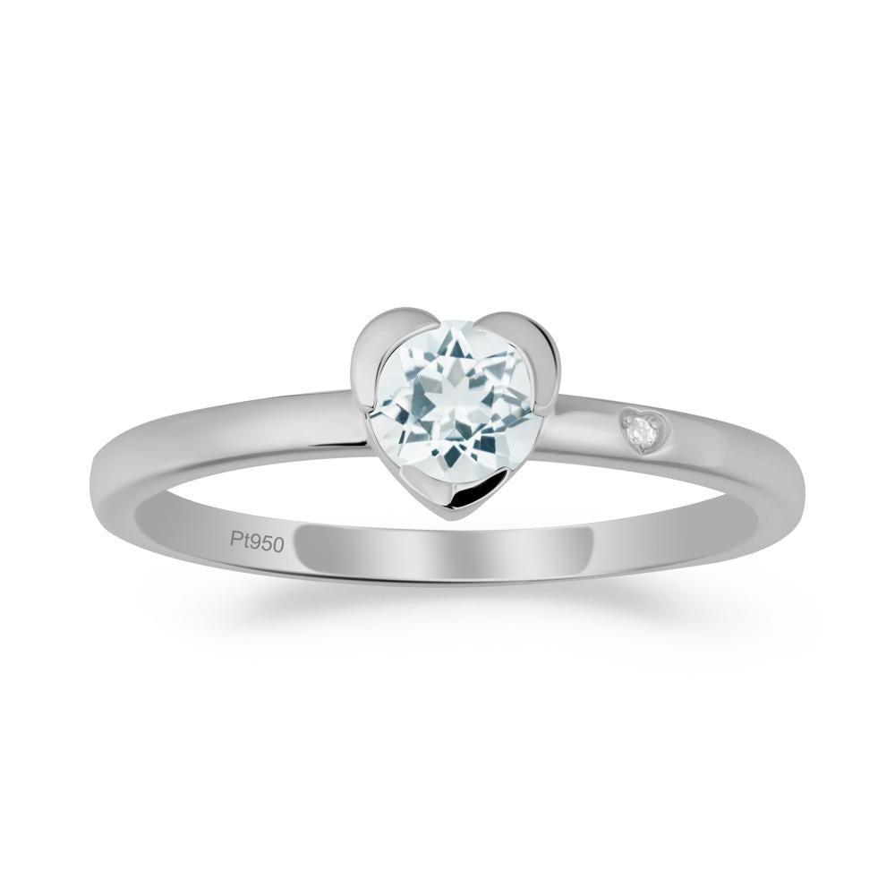 Heart Setting Aquamarine Ring - LUO Jewelry #metal_platinum