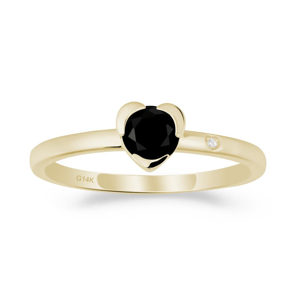 Heart Setting Black Spinel Ring - LUO Jewelry #metal_14k yellow gold