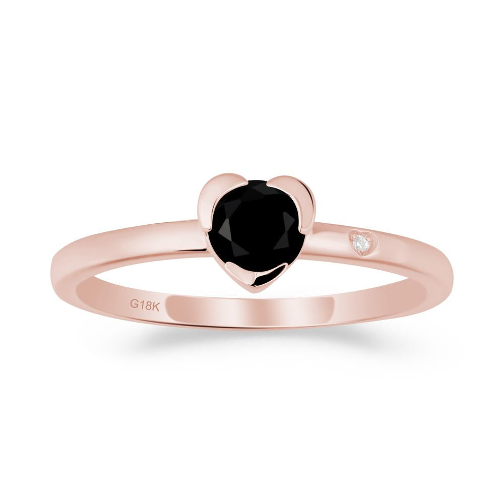 Heart Setting Black Spinel Ring - LUO Jewelry #metal_18k rose gold